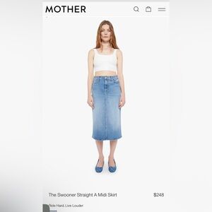 MOTHER Light Blue Denim Midi Skirt